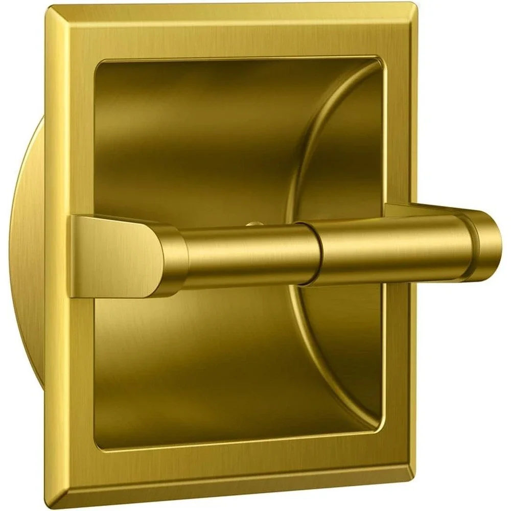 FORIOUS Recessed Toilet Paper Holder WW0204G Brass Finish‎ Wall Mount Gold New